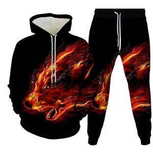 Otoño Animal Cat 3D Print Men's Sportswear Set FashionLong-Sleeve T Shirt Pants Conjunto de 2 piezas Oversized Pullover Men Clothing - Product Image 3