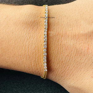 Pulsera de barra de diamante natural de oro macizo de 14 quilates Joyería fina. - Product Image 3