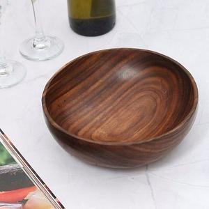 Venta al por mayor de madera para ensalada de acacia, ensaladera antigua de bambú natural con cuchara de FSI - Product Image 5