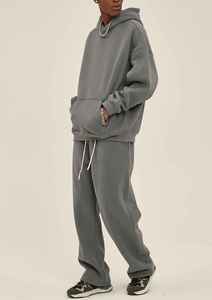 Conjunto de 2 piezas de moda Heavyweight 100% Cotton Oversize Hoodie y Joggers Pantalones de chándal Patrón sólido Chándal de invierno - Product Image 2