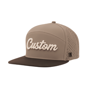 ODM OEM Custom Embroidered Logo 6 Panel Laser Cut Hole Perforated <b>Hats</b> <b>Flat</b> Brim Two Tone Waterproof Golf <b>Cap</b> For Outdoor Sports - Product Image 1