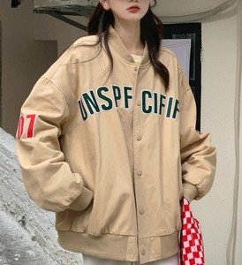 Veste universitaire coupe-vent avec logo imprimé en 3D vente en gros veste universitaire OEM vestes universitaires surdimensionnées vestes Letterman pour femmes vente en gros - Product Image 2