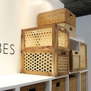 Cesta de Almacenamiento de Ratán y Madera Natural, Hecha a Mano, Ecológica, Suministro de Fábrica al por Mayor - Product Image 5