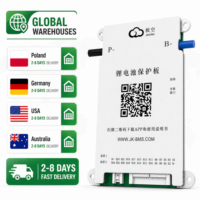 EU & US & Poland Stock Jikong JKBMS JK-BD6A24S8P Battery Management System  for Lifepo4 Li-ion 8S16S 20S Metal Core PCB Board