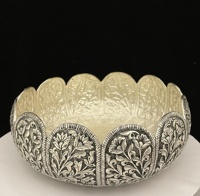 Bol Urli artisanal en cuivre plaqué argent pour la décoration de la maison, bols flottants à fleurs pour la décoration de fête de mariage