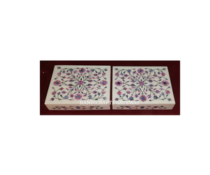 Cajas grandes de mármol blanco mezcla hecha a mano caja de incrustaciones de madreperla decoración de frutas secas en caja de mármol blanco para regalo de boda - Product Image 1