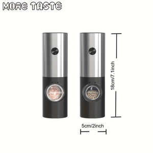 Juego de Molinillos Eléctricos de Sal y Pimienta MORE TASTE, Ajuste de Grosor con una Mano, Recipientes Recargables, Juego de 2 Piezas - Product Image 4