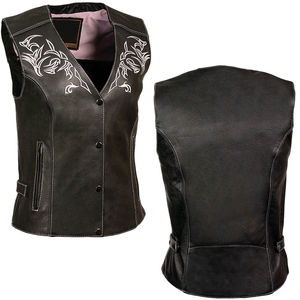 Gilet d'hiver en cuir véritable pour femme, sans manches, col en V, logo personnalisé 2025, coupe-vent, imperméable, écologique, tricoté, vêtement d'extérieur pour l'équitation - Product Image 6