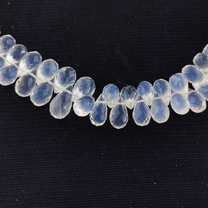 Piedra preciosa de cuarzo de hielo Natural facetada de 8 pulgadas de largo gota de lágrima forma de pera Briolette hilo de cuentas para regalo de joya hacer amor pasión - Product Image 3