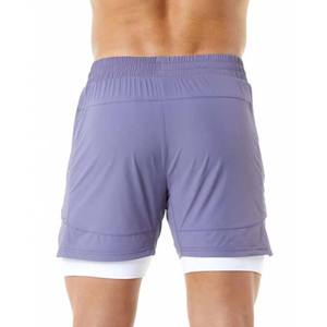 Haute qualité hommes vêtements Shorts couleur unie Double couche coton Polyester été sport Style décontracté taille élastique hommes Shorts - Product Image 4