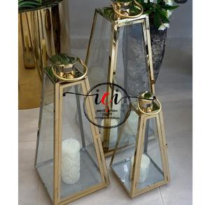 Vaisselle de conception unique de lanterne de plancher de finition dorée élégante de vente chaude pour des parties décoratives de festival de Ramadan Eid Hajj - Product Image 4