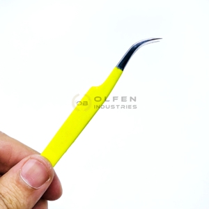 Pince à épiler jaune Offre Spéciale pince à épiler en acier inoxydable pointe incurvée - Product Image 1