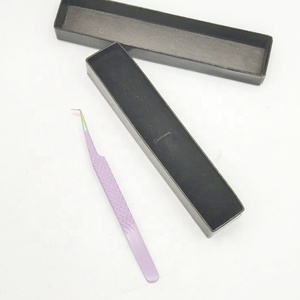 Pince à épiler en acier inoxydable violet clair Pointe multi-thème à 90 degrés Logo personnalisé Poudre enduite Lifting des cils Lumière antibactérienne - Product Image 5