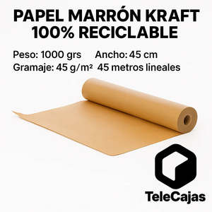 Rollo de Papel Kraft de 1 kg, Protector de Embalaje Reciclable, Ancho 45 cm, para Pintores, Envíos y Proyectos, Color Kraft - Product Image 6