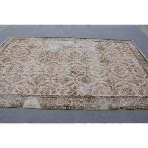 Tapis Turc Vintage Beige Vert 6.3X9.9 pieds Laine Tissage Plat avec Motif Patchwork pour Décorations de Salon Couloir Utilisation - Product Image 3