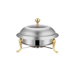 Equipo de restaurante hecho a mano respetuoso con el medio ambiente, mesa de lujo dorada, calentador de alimentos, plato de frotamiento de latón decorativo - Product Image 3