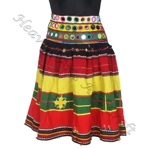 Réel vintage main brodé jupe kutch coton rabari banjara jupe à la main brodé jupe