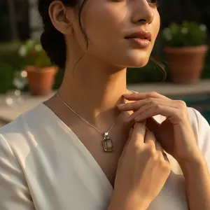 จี้ห้อยคอรูปทรงศาสนา ทำด้วยมือ ชุบโรเดียมสีโรสโกลด์ ประดับด้วยควอตซ์รูไทล์ สำหรับผู้หญิง - Product Image 2