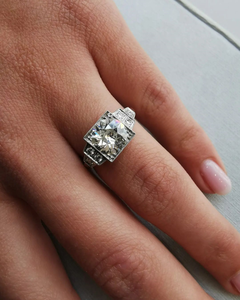 แหวนหมั้นเพชรทรงโบราณแบบฝังขอบ 1.55 กะรัต ทรง OMC เพชรเพาะเลี้ยงในห้องปฏิบัติการ แหวนแต่งงานเพชรทรงกลมแบบยุโรปโบราณ เครื่องประดับวินเทจ - Product Image 4