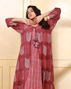 ชุดกิโมโนพิมพ์ลายโบโฮสำหรับงานปาร์ตี้ฤดูร้อน แขนสามส่วน ชุดเซ็ตสองชิ้นสำหรับผู้หญิง - Product Image 4