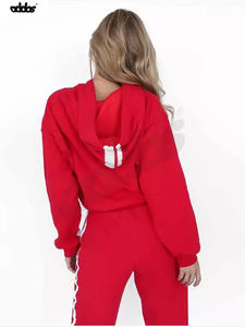 Chándal con logotipo personalizado para mujer, Tops cortos, conjunto de 2 piezas, chándales de poliéster a prueba de viento - Product Image 6