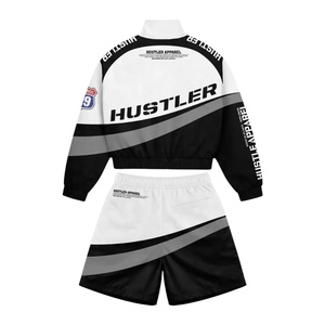 Conjunto Deportivo de 2 Piezas para Hombre, de Alta Calidad, Estilo Urbano, Chaqueta Cortavientos con Capucha y Cremallera de Nailon, Pantalones Cortos, Trajes Deportivos Reflectantes - Product Image 2