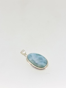 Fashionable Women's Wedding Gift for Party 925 Sterling Silver 3mm Oval Shape Natural <b>Larimar</b> Gemstone Bezel Setting Pendant - Product Image 2