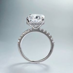 יוקרה אישית יוקרה תכשיטי 3ct/5ct רדיינט חתוך vvvs moissanite יהלומים s925 טבעת חתונה חלקלק - Product Image 4