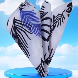 Exve สี่เหลี่ยมผ้าฝ้ายพิมพ์ลายใบไม้ฮาวายสีกรมท่าสีขาวพิเศษ - Product Image 1