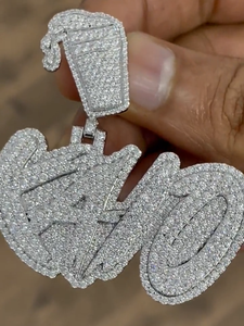 Colgante de Letra Personalizada con Incrustaciones de Diamantes Moissanite VVS, Plata de Ley 925 con Baño de Rodio, para Uso Diario Unisex - Product Image 4