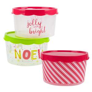 Boîte de Noël ronde de 150oz avec couvercle 3 modèles de vacances assortis pour décorations de Noël festives - Product Image 1