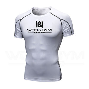 เสื้อเชิ้ตฟิตเนสแขนครึ่งแขนสำหรับผู้ชายเสื้อยืดสกินนี่ออกแบบได้ตามต้องการสำหรับใส่วิ่งออกกำลังกาย - Product Image 3