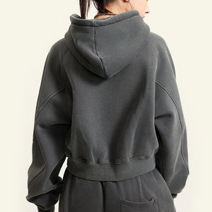 Sweat à capuche en coton uni de haute qualité pour femmes, Fournisseur direct d'usine, Sweats à capuche courts pour femmes à vendre - Product Image 2