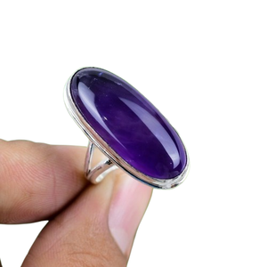 925 solide en argent Sterling fait à la main pierres précieuses améthyste Spinner anneau 925 estampillé meilleur Design mode classique tendance bijoux - Product Image 1