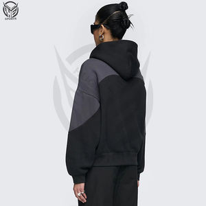 Venta al por mayor 100% algodón hombres pulóver con capucha alta calidad hombro caído de gran tamaño Casual estilo liso sin cuerda bolsillo de punto - Product Image 3