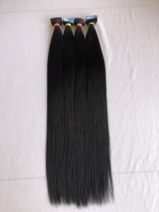 Precio al por mayor de exportación Cinta recta natural negra en 100% Extensión de cabello humano de templo indio de donante único de calidad superior natural - Product Image 2