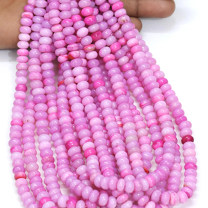Hermosas cuentas de ópalo rosa lila en forma de rondel liso, cuentas de piedras preciosas de ópalo rosa lila de 16 pulgadas y 7-10 mm, cuentas de calidad AAA, joyería - Product Image 4