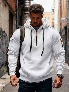 เสื้อมีฮู้ดลำลองสำหรับผู้ชาย, เสื้อฮู้ดลำลองสีพื้นใส่ได้พอดีตัวสำหรับฤดูหนาวของผู้ชาย - Product Image 5