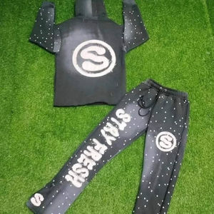 Vintage Tracksuit Acid Washed Hoodie Acid Wash Distressed <b>Embroidery</b> Blank Tracksuit Solid Color Hoodie and Joggers <b>Set</b> for Men - Product Image 1