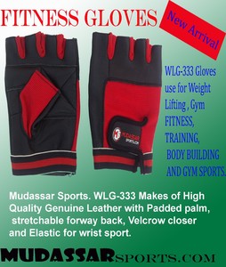 Mudassar Sports Custom Logo Leather Breathable Non-Slip Half Finger for Closure Gym Gloves Palm Protection for <b>Weight</b> Lifting - Product Image 2