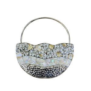 Luxueux Laiton Éléphant Conception Soirée Pochette Cristal Pierres Perle Accents Artisan Fabriqué PU Doublure Sac De Soirée Soirée Soirée - Product Image 1