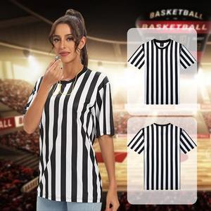 Femmes professionnelles Football arbitre chemise col en v Football uniforme arbitre vêtements à manches courtes noir blanc course grande chemise - Product Image 2