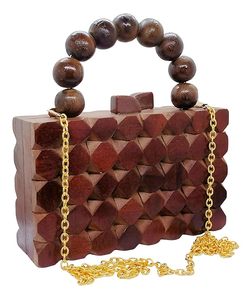 คลัทช์ไม้หรูหราคุณภาพสูงสำหรับสุภาพสตรีคลาสสิก/ทันสมัยงานปาร์ตี้/งานแต่งงาน/ของขวัญแกะสลักด้วยมือ - Product Image 5