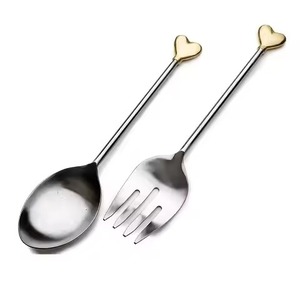 Cuchara y Tenedor para Postre y Sopa de Acero Inoxidable, Cubertería para Ensalada con Acabado Pulido, Juego de Cubiertos para Servir Ensaladas - Product Image 5