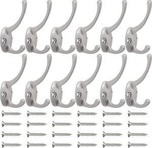 ตะขอแขวนเสื้อโค้ทสีเงินแบบย้อนยุคพร้อมสกรูยึดผนังสีดำตะขอยูทิลิตี้สำหรับเสื้อโค้ทผ้าพันคอกระเป๋าผ้าเช็ดตัวกุญแจหมวก - Product Image 3