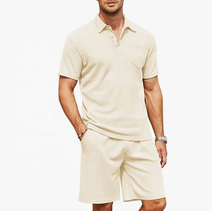 Ensemble polo et short en molleton pour homme, 2 pièces, tenue de sport décontractée d'été, poches, séchage rapide, respirant, grande taille - Product Image 5