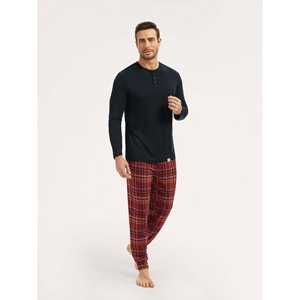 ชุดนอนเฮนลีย์ผู้ชายพรีเมียมแบบสั่งทำพิเศษ ผ้าถักซาตินและผ้าฝ้าย พร้อมโลโก้สั่งทำ ชุดลำลองใส่สบายสำหรับฤดูหนาว - Product Image 6