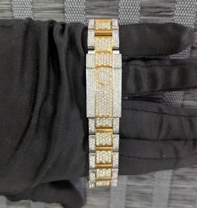 Montre de luxe bicolore Iced Out pour hommes avec chiffres romains | Montre automatique Bling Full Diamond pour montre de style bijoux Hip Hop - Product Image 6