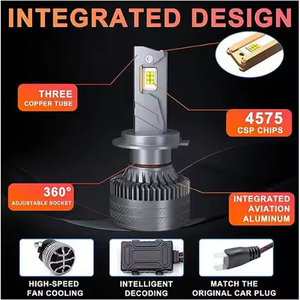 X8 H1 H4 H7 phare LED 200W 3 tubes <span class=keywords><strong>de</strong></span> cuivre H11 9004 9005 9007 9012 H13 5202 12v 24v blanc jaune voiture LED phares antibrouillard <span class=keywords><strong>ampoule</strong></span> - Product Image 4
