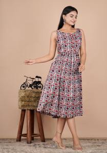 Robe courte indienne faite à la main en coton imprimé fleuri tenue de fête de femme élégante vente de Logo avant naturel cadeau de mariée personnalisé - Product Image 4